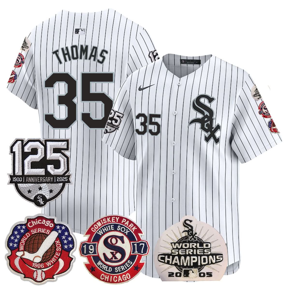 Chicago White Sox 125th Anniversary - World Series Champions Jersey - Stitched-Cuztomshoes