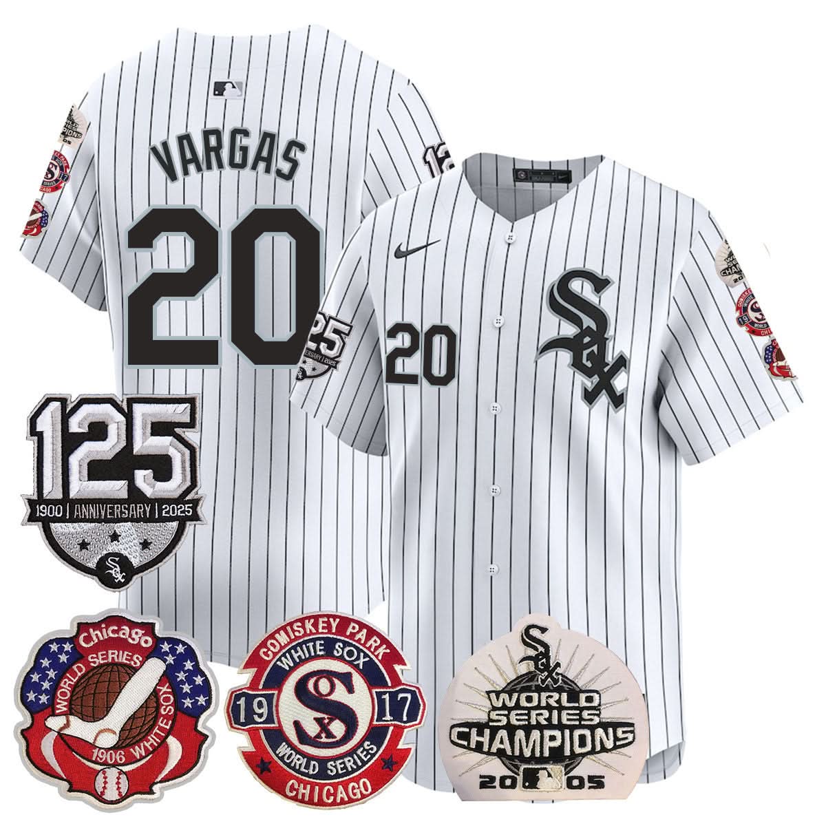 Chicago White Sox 125th Anniversary - World Series Champions Jersey - Stitched-Cuztomshoes