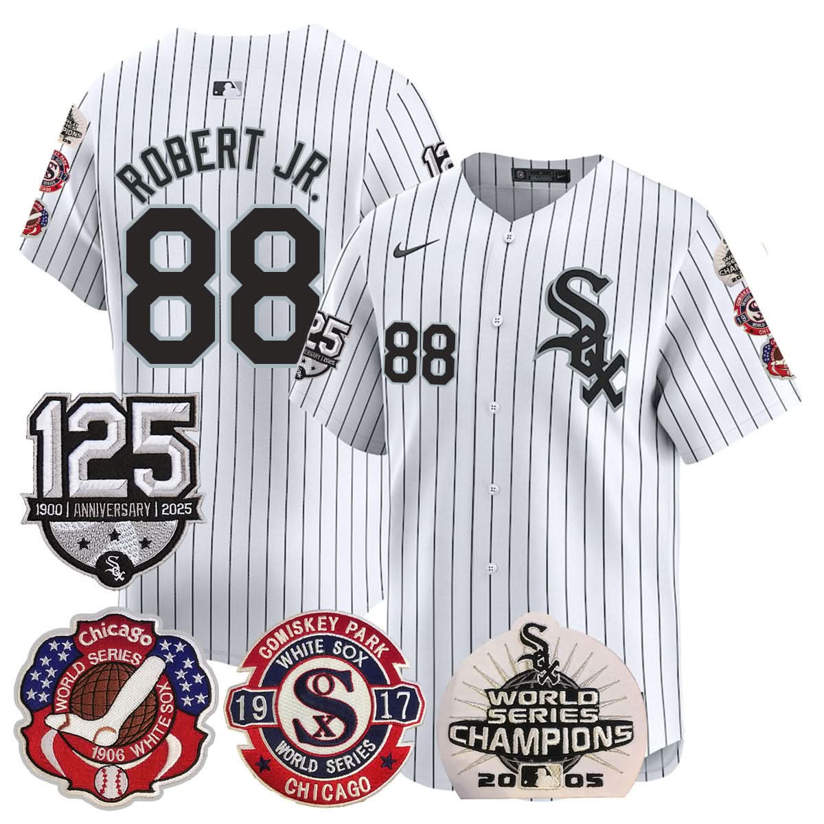 Chicago White Sox 125th Anniversary - World Series Champions Jersey - Stitched-Cuztomshoes