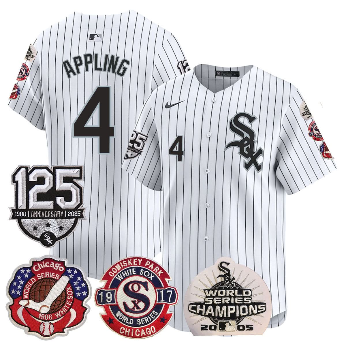 Chicago White Sox 125th Anniversary - World Series Champions Jersey - Stitched-Cuztomshoes