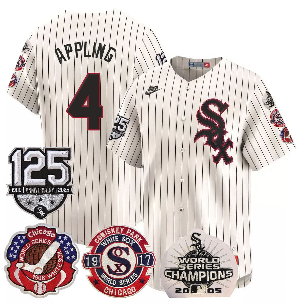Chicago White Sox 125th Anniversary - World Series Champions Jersey - Stitched-Cuztomshoes