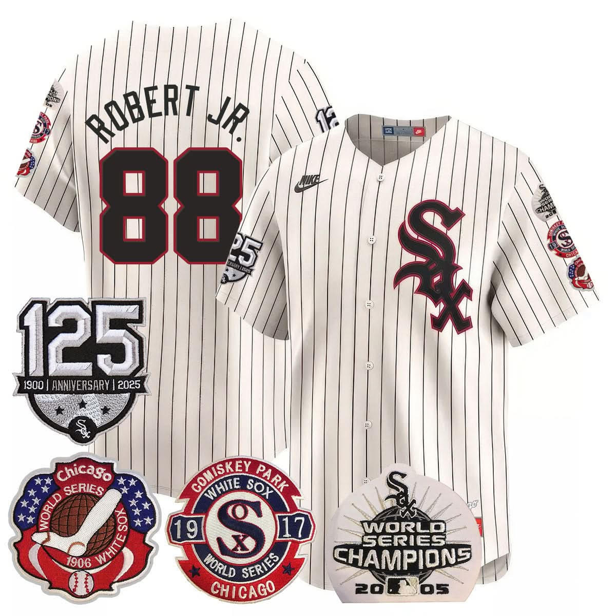 Chicago White Sox 125th Anniversary - World Series Champions Jersey - Stitched-Cuztomshoes