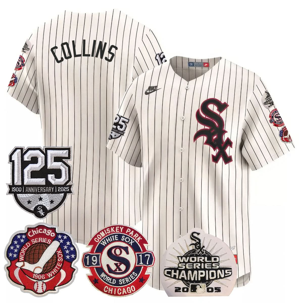 Chicago White Sox 125th Anniversary - World Series Champions Jersey - Stitched-Cuztomshoes