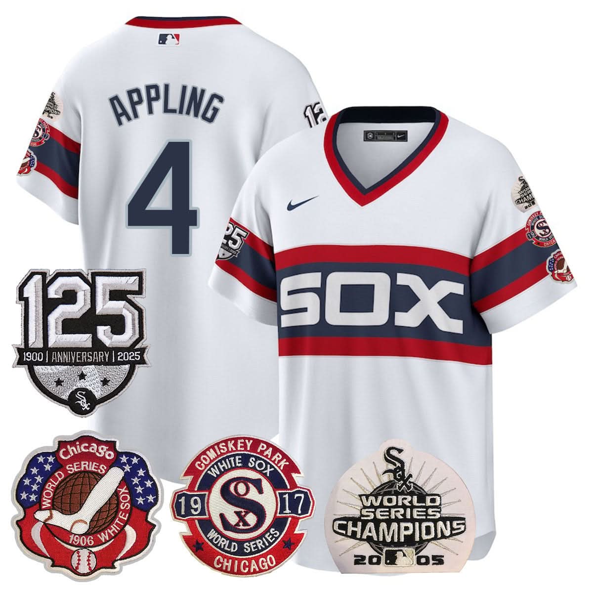 Chicago White Sox 125th Anniversary - World Series Champions Jersey - Stitched-Cuztomshoes