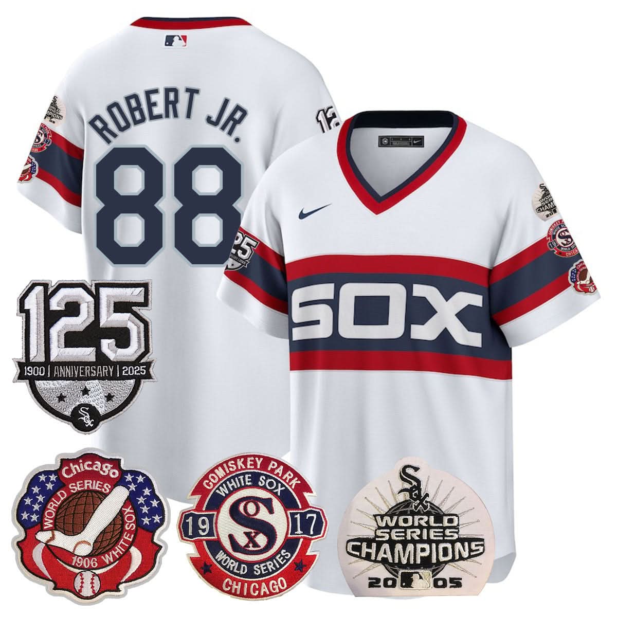 Chicago White Sox 125th Anniversary - World Series Champions Jersey - Stitched-Cuztomshoes