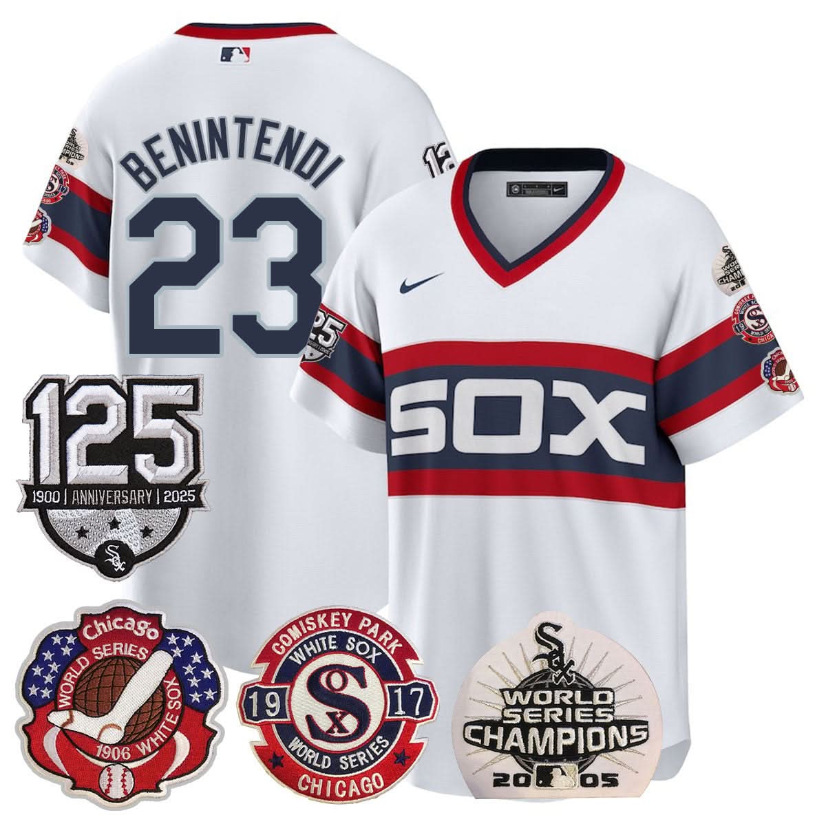 Chicago White Sox 125th Anniversary - World Series Champions Jersey - Stitched-Cuztomshoes