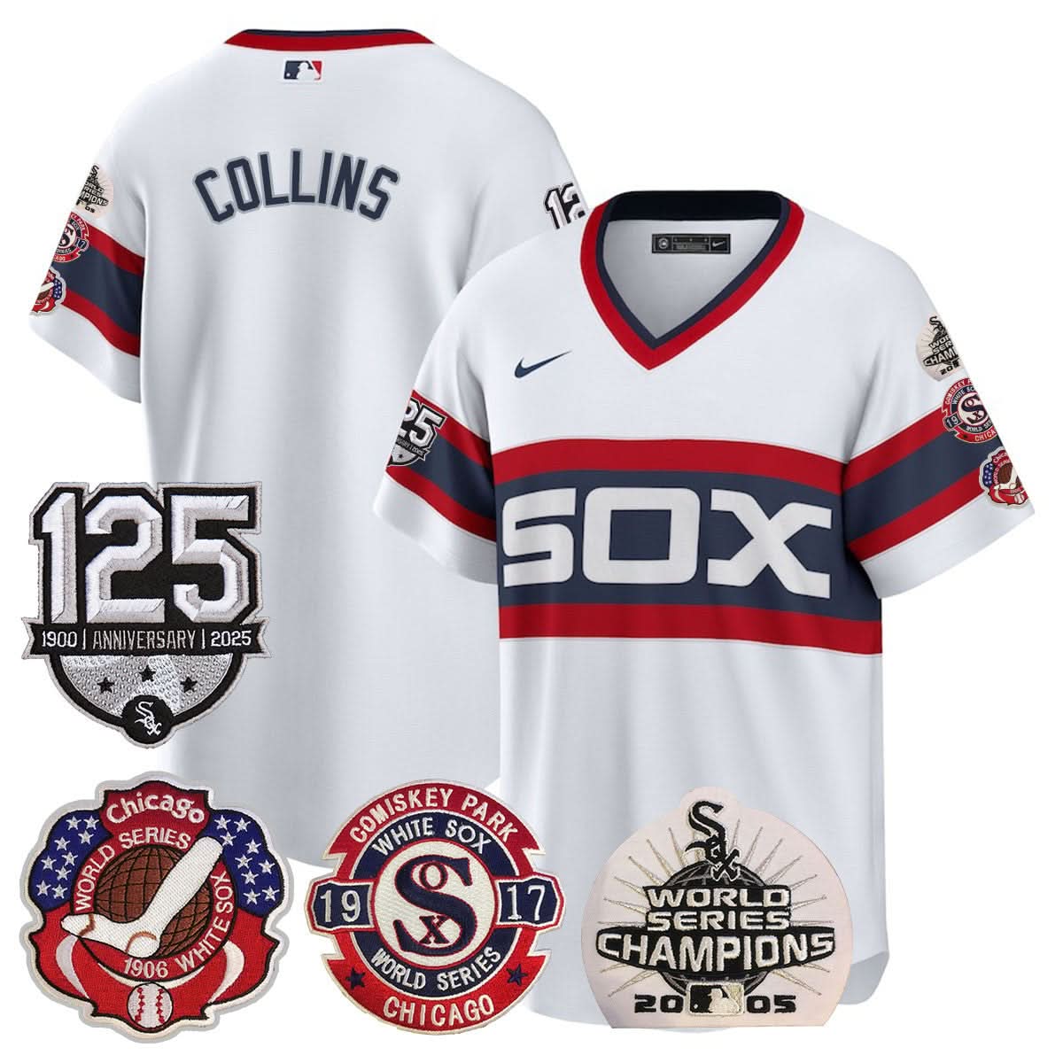 Chicago White Sox 125th Anniversary - World Series Champions Jersey - Stitched-Cuztomshoes
