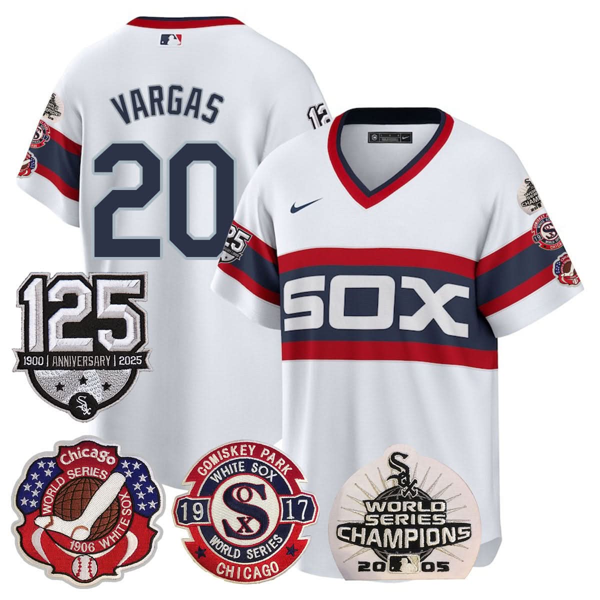 Chicago White Sox 125th Anniversary - World Series Champions Jersey - Stitched-Cuztomshoes
