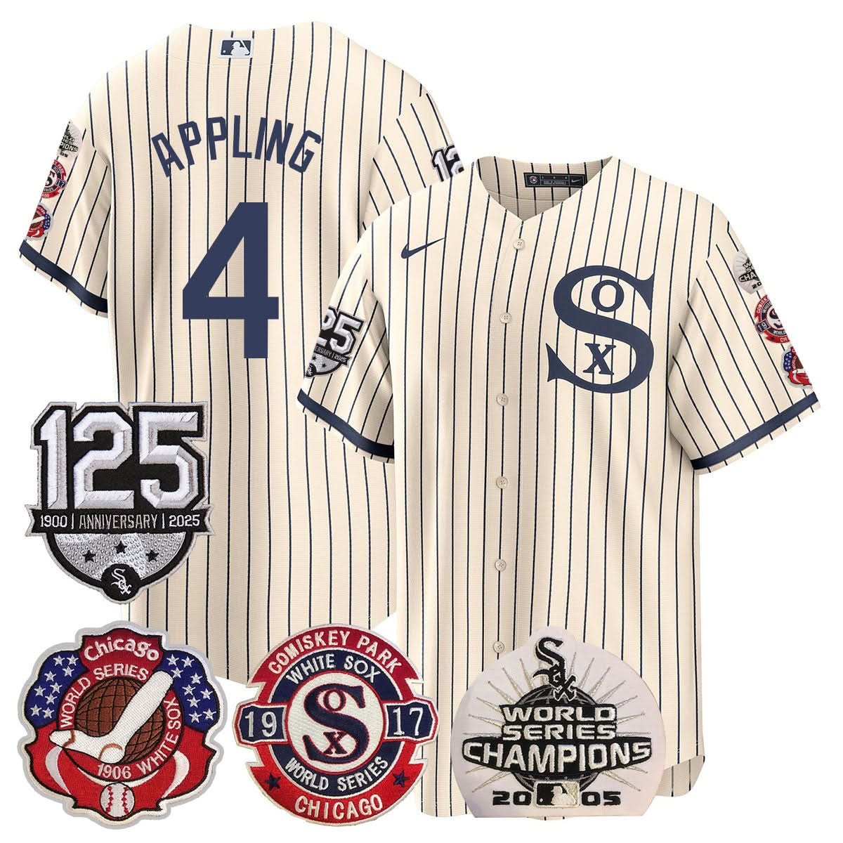 Chicago White Sox 125th Anniversary - World Series Champions Jersey - Stitched-Cuztomshoes