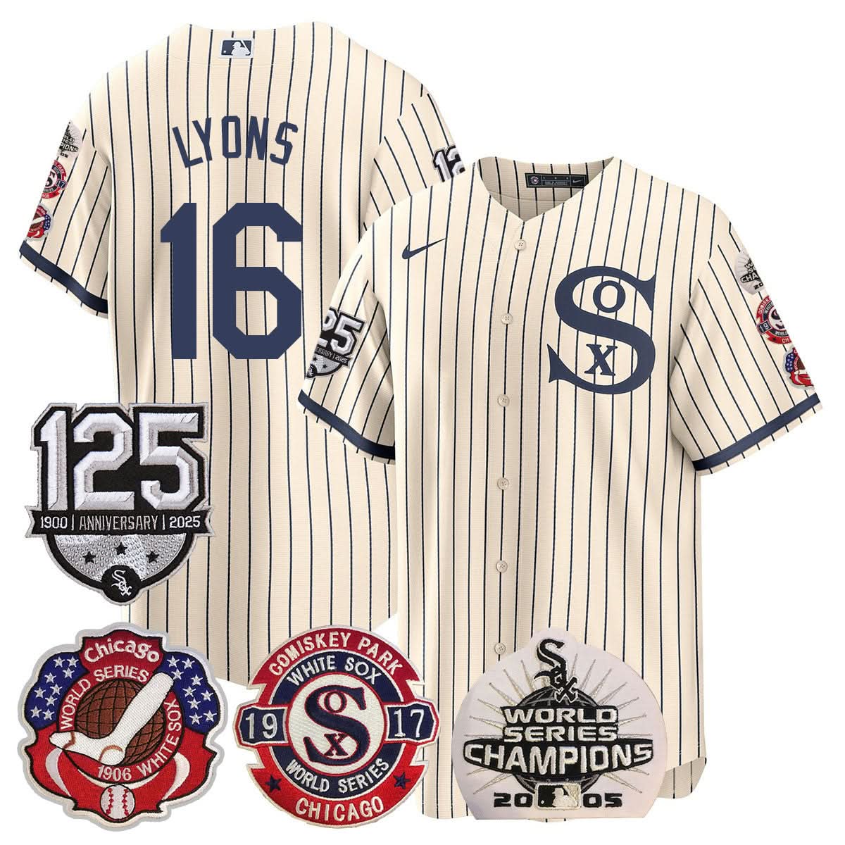 Chicago White Sox 125th Anniversary - World Series Champions Jersey - Stitched-Cuztomshoes