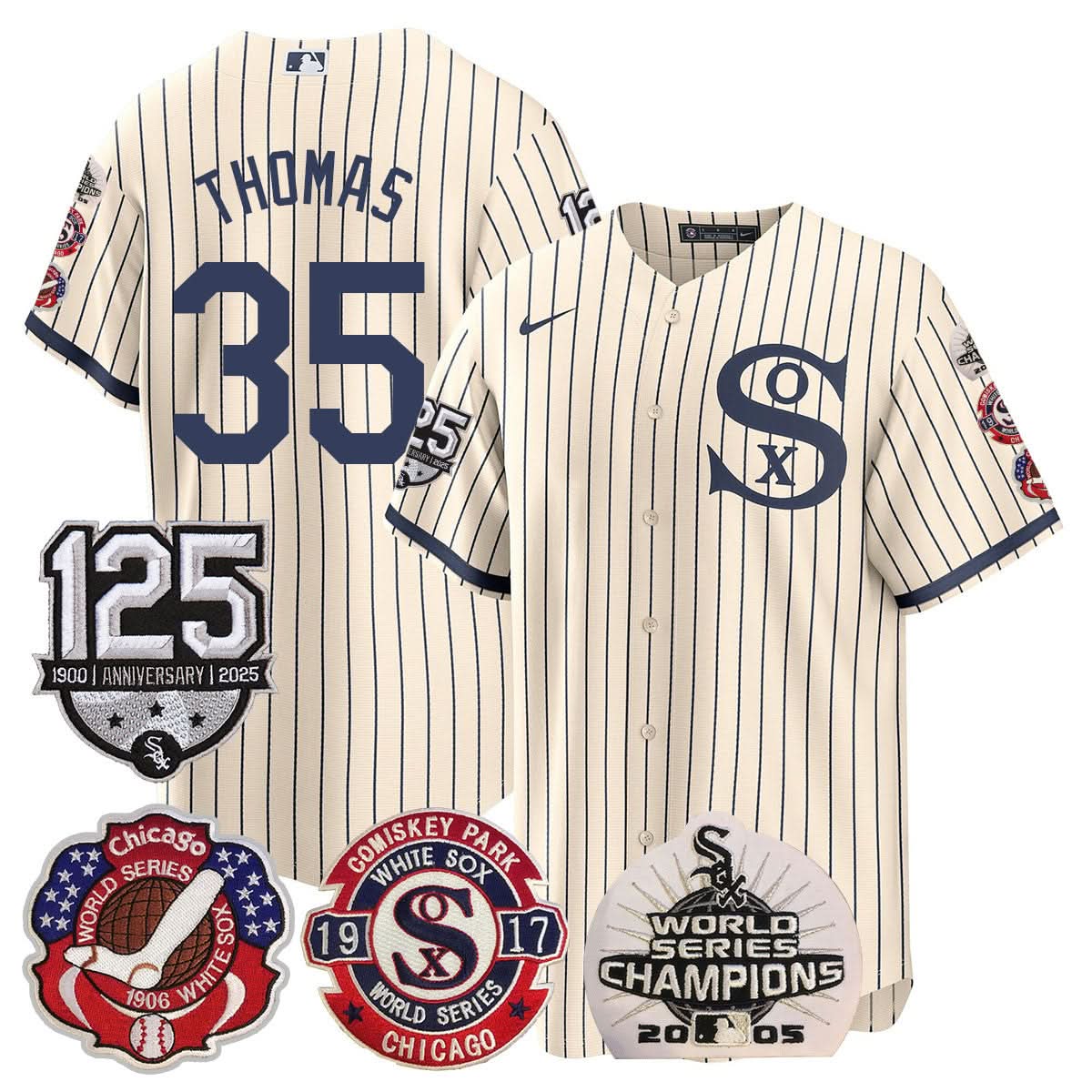 Chicago White Sox 125th Anniversary - World Series Champions Jersey - Stitched-Cuztomshoes