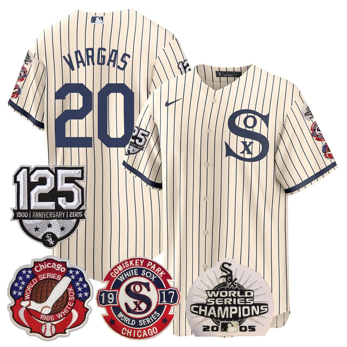 Chicago White Sox 125th Anniversary - World Series Champions Jersey - Stitched-Cuztomshoes
