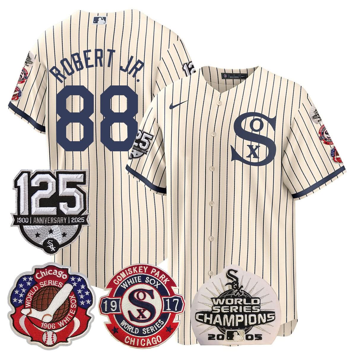 Chicago White Sox 125th Anniversary - World Series Champions Jersey - Stitched-Cuztomshoes