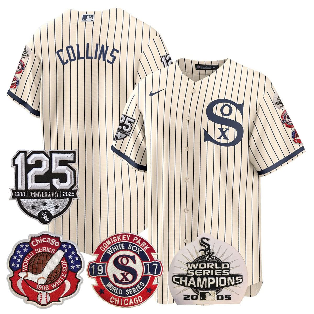 Chicago White Sox 125th Anniversary - World Series Champions Jersey - Stitched-Cuztomshoes