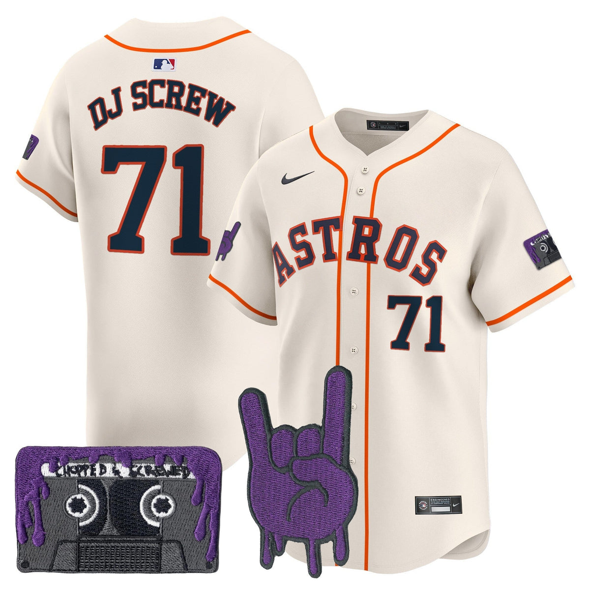 Houston Astros DJ Screw Patch Vapor Premier Limited Jersey - Stitched-Cuztomshoes