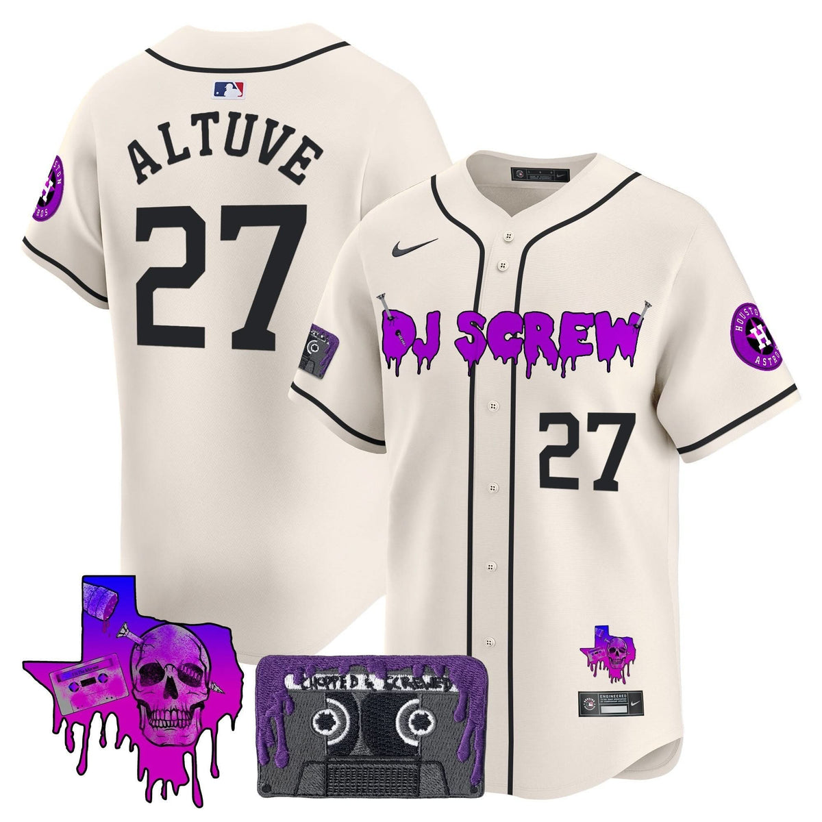 Houston Astros DJ Screw Patch Vapor Premier Limited Jersey V2 - Stitched-Cuztomshoes