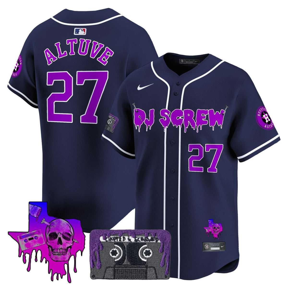 Houston Astros DJ Screw Patch Vapor Premier Limited Jersey V2 - Stitched-Cuztomshoes