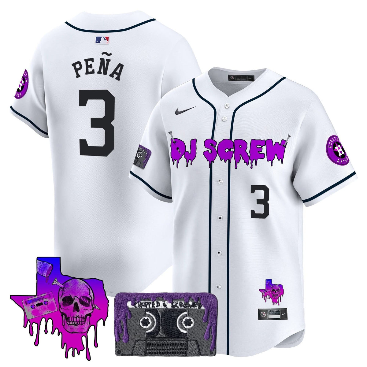 Houston Astros DJ Screw Patch Vapor Premier Limited Jersey V2 - Stitched-Cuztomshoes