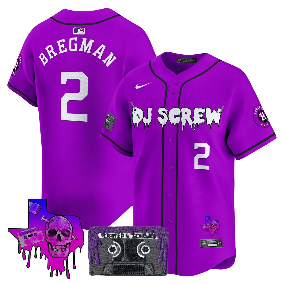 Houston Astros DJ Screw Patch Vapor Premier Limited Jersey V2 - Stitched-Cuztomshoes