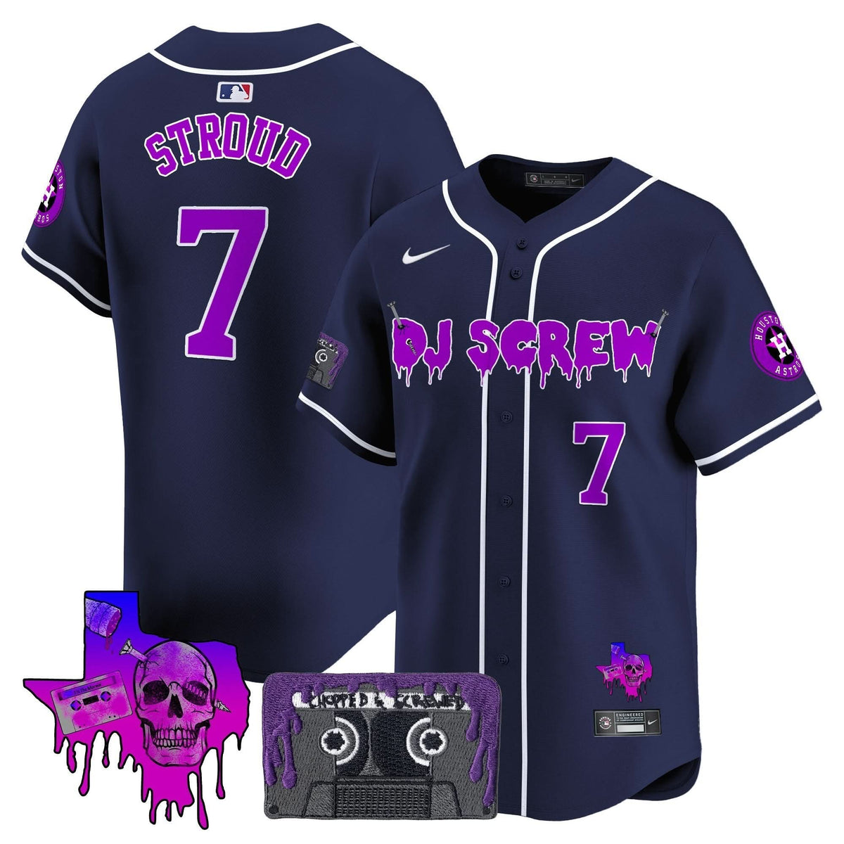 Houston Astros DJ Screw Patch Vapor Premier Limited Jersey V2 - Stitched-Cuztomshoes