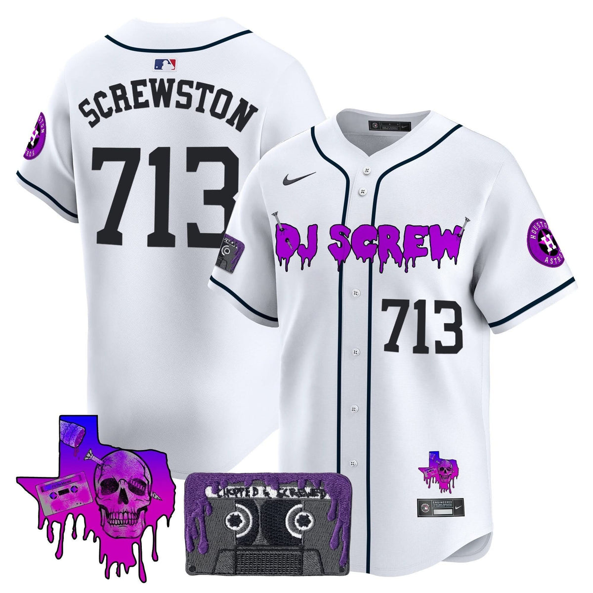 Houston Astros DJ Screw Patch Vapor Premier Limited Jersey V2 - Stitched-Cuztomshoes