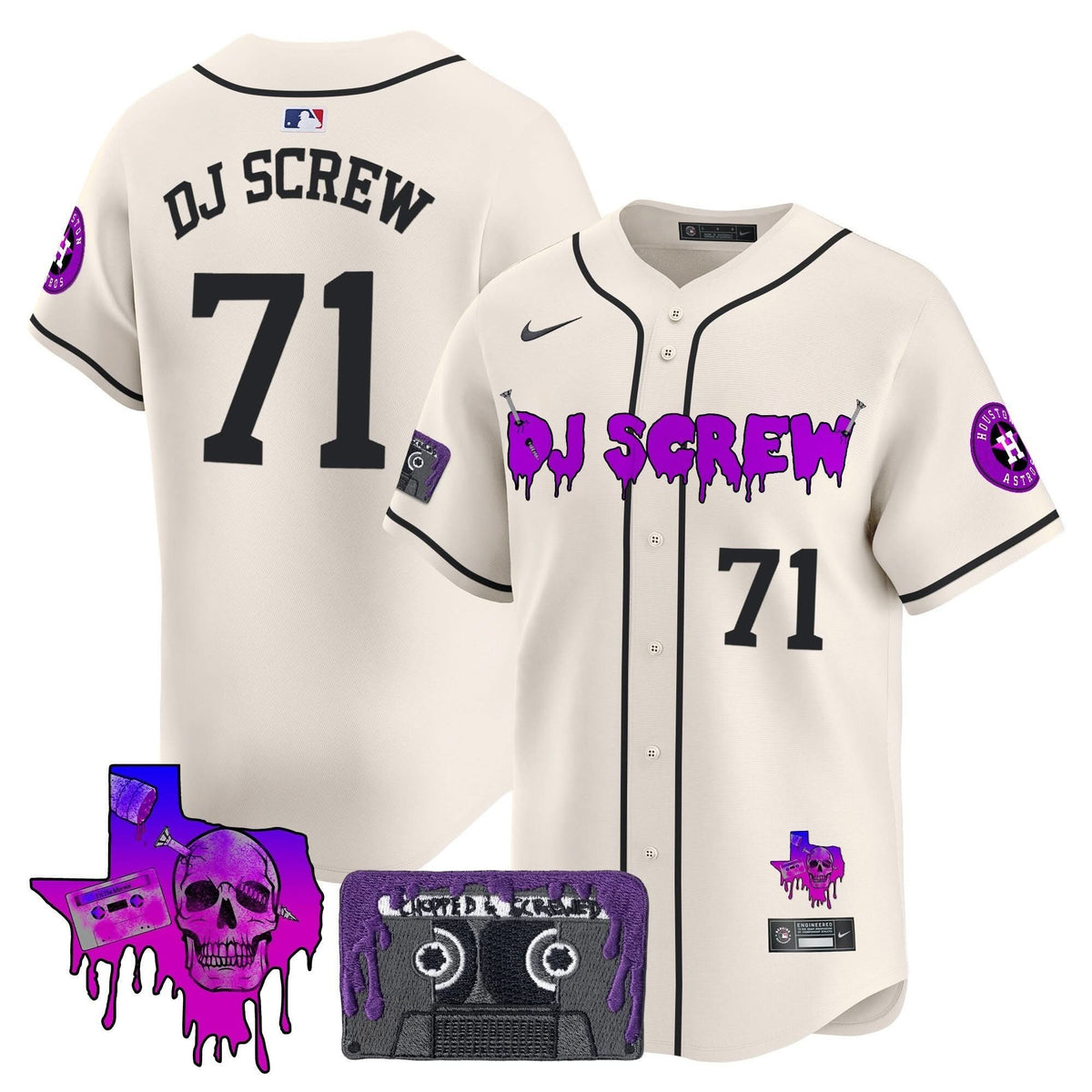 Houston Astros DJ Screw Patch Vapor Premier Limited Jersey V2 - Stitched-Cuztomshoes
