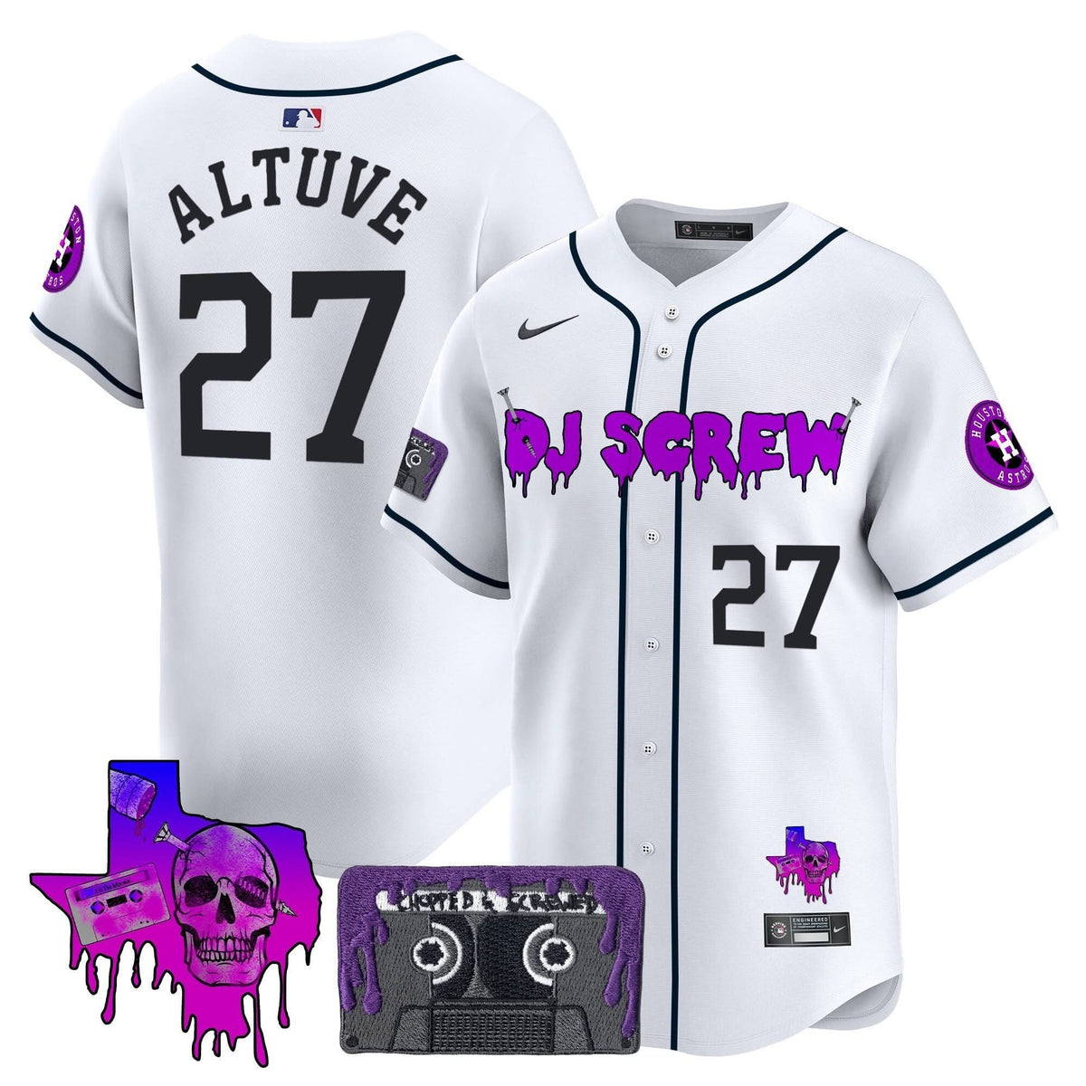 Houston Astros DJ Screw Patch Vapor Premier Limited Jersey V2 - Stitched-Cuztomshoes