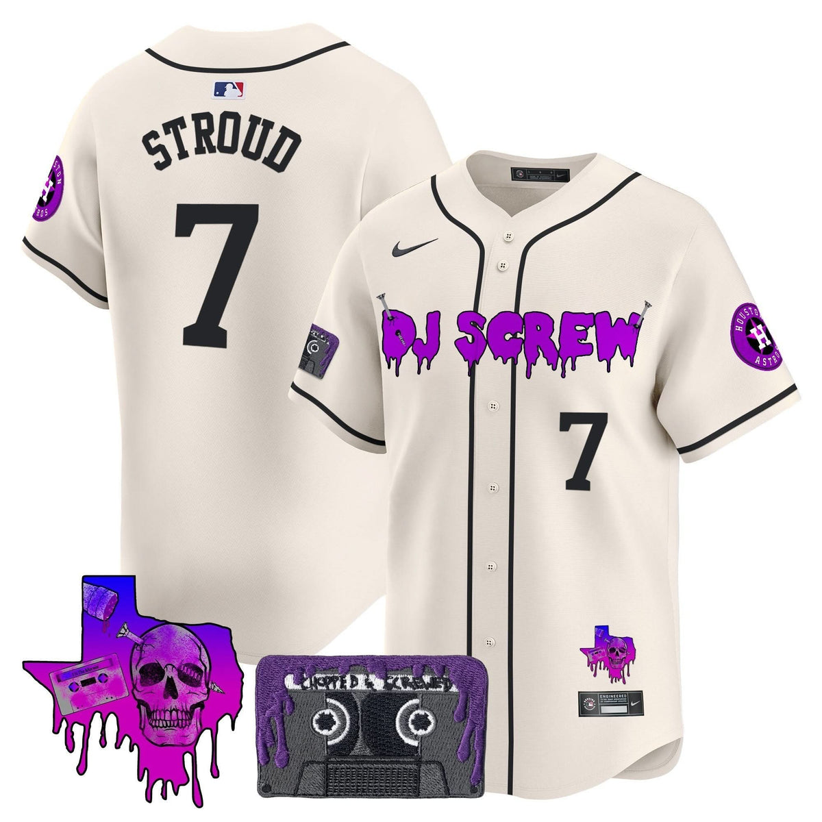 Houston Astros DJ Screw Patch Vapor Premier Limited Jersey V2 - Stitched-Cuztomshoes