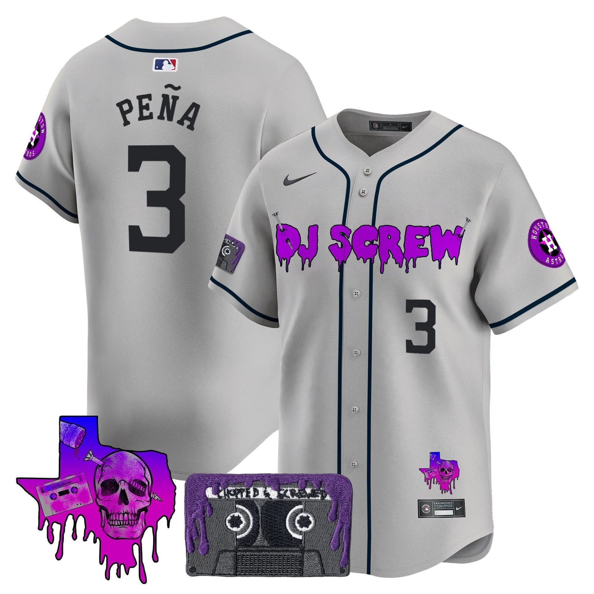 Houston Astros DJ Screw Patch Vapor Premier Limited Jersey V2 - Stitched-Cuztomshoes
