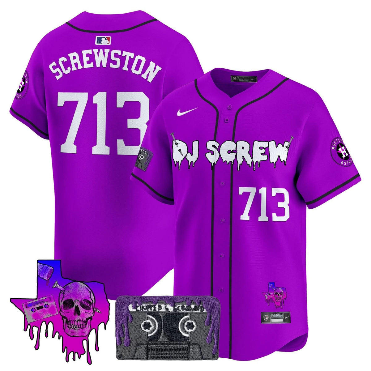 Houston Astros DJ Screw Patch Vapor Premier Limited Jersey V2 - Stitched-Cuztomshoes