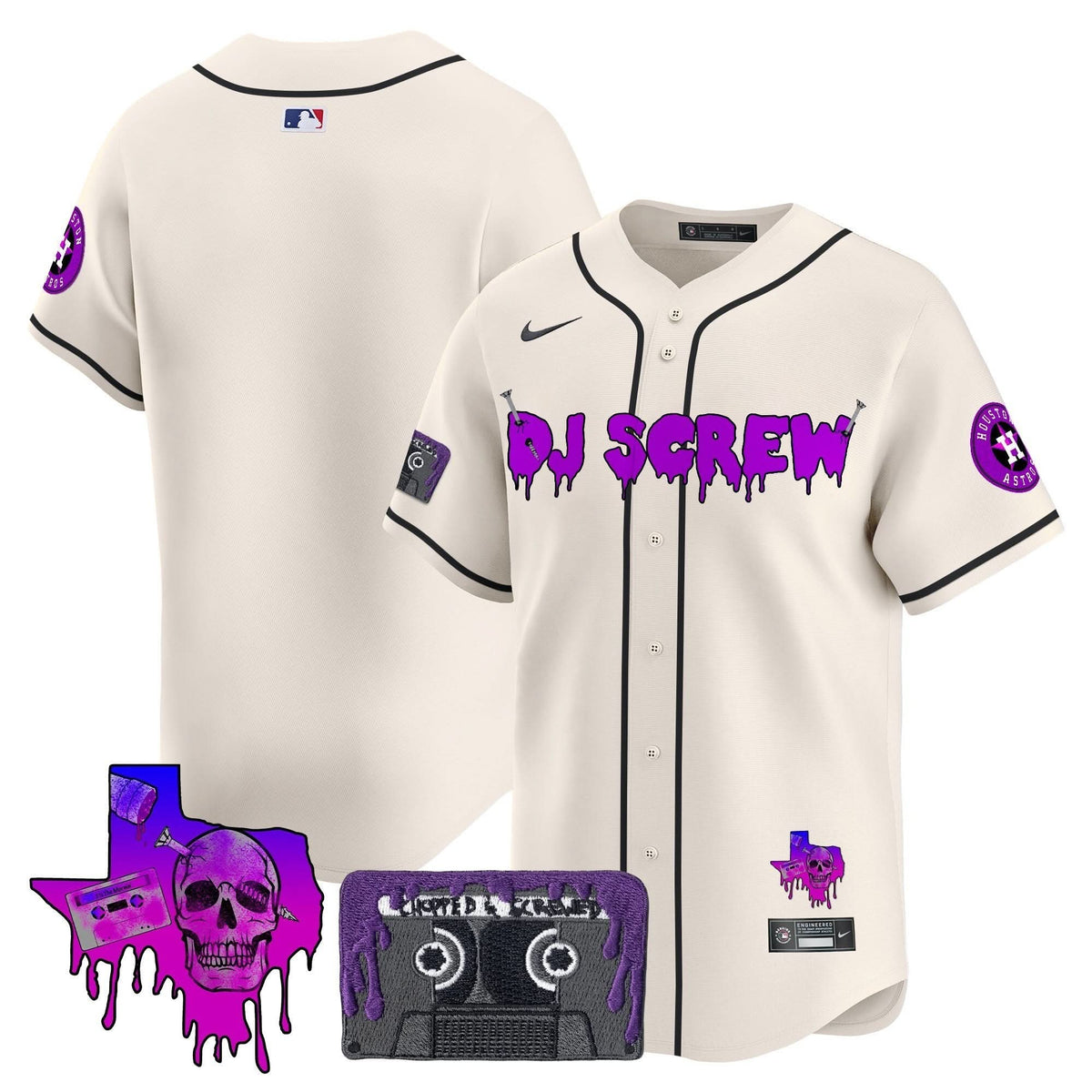 Houston Astros DJ Screw Patch Vapor Premier Limited Jersey V2 - Stitched-Cuztomshoes