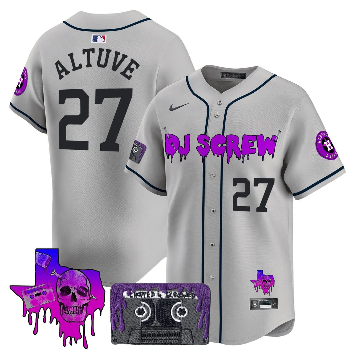 Houston Astros DJ Screw Patch Vapor Premier Limited Jersey V2 - Stitched-Cuztomshoes