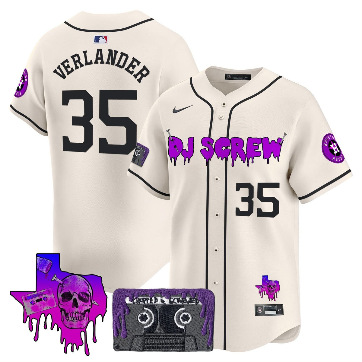 Houston Astros DJ Screw Patch Vapor Premier Limited Jersey V2 - Stitched-Cuztomshoes