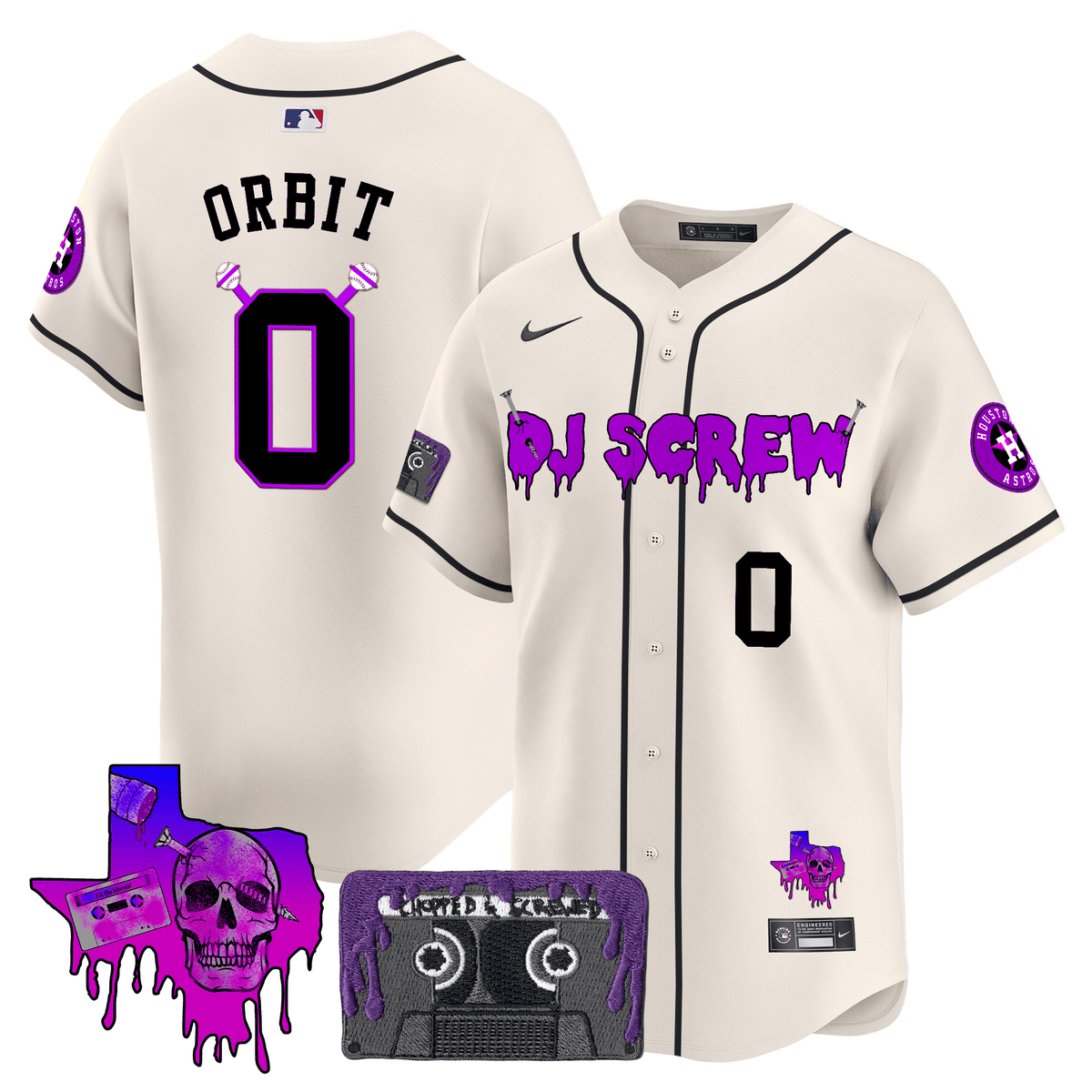 Houston Astros DJ Screw Patch Vapor Premier Limited Jersey V2 - Stitched-Cuztomshoes
