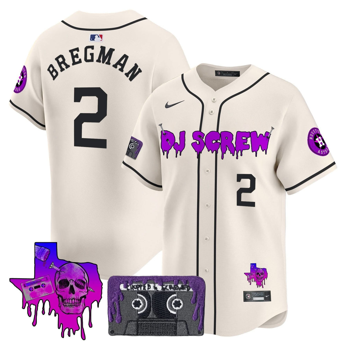 Houston Astros DJ Screw Patch Vapor Premier Limited Jersey V2 - Stitched-Cuztomshoes
