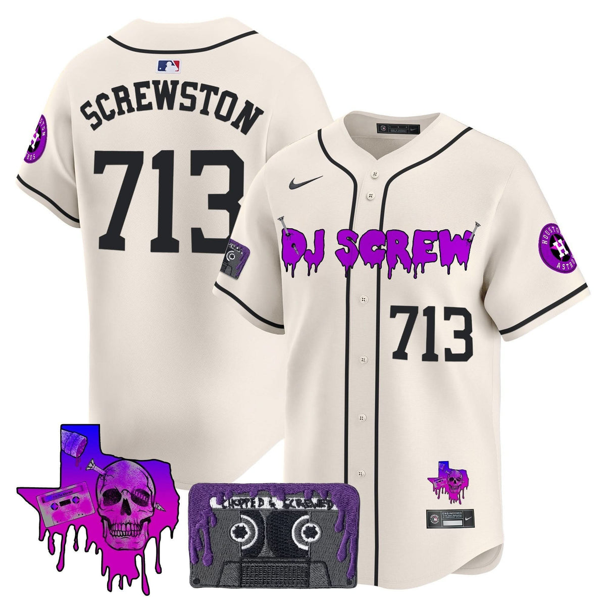 Houston Astros DJ Screw Patch Vapor Premier Limited Jersey V2 - Stitched-Cuztomshoes