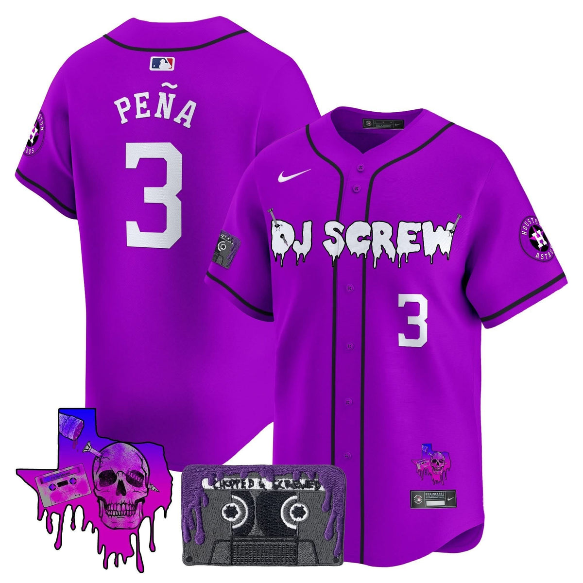 Houston Astros DJ Screw Patch Vapor Premier Limited Jersey V2 - Stitched-Cuztomshoes