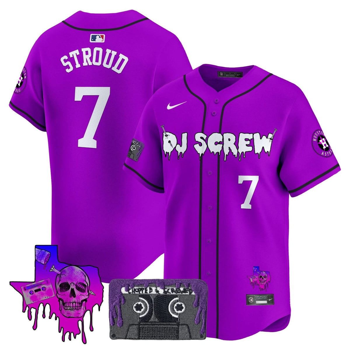 Houston Astros DJ Screw Patch Vapor Premier Limited Jersey V2 - Stitched-Cuztomshoes