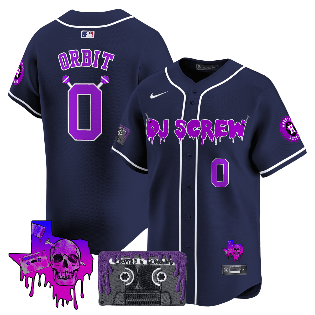 Houston Astros DJ Screw Patch Vapor Premier Limited Jersey V2 - Stitched-Cuztomshoes
