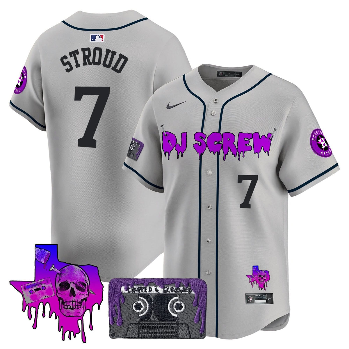 Houston Astros DJ Screw Patch Vapor Premier Limited Jersey V2 - Stitched-Cuztomshoes