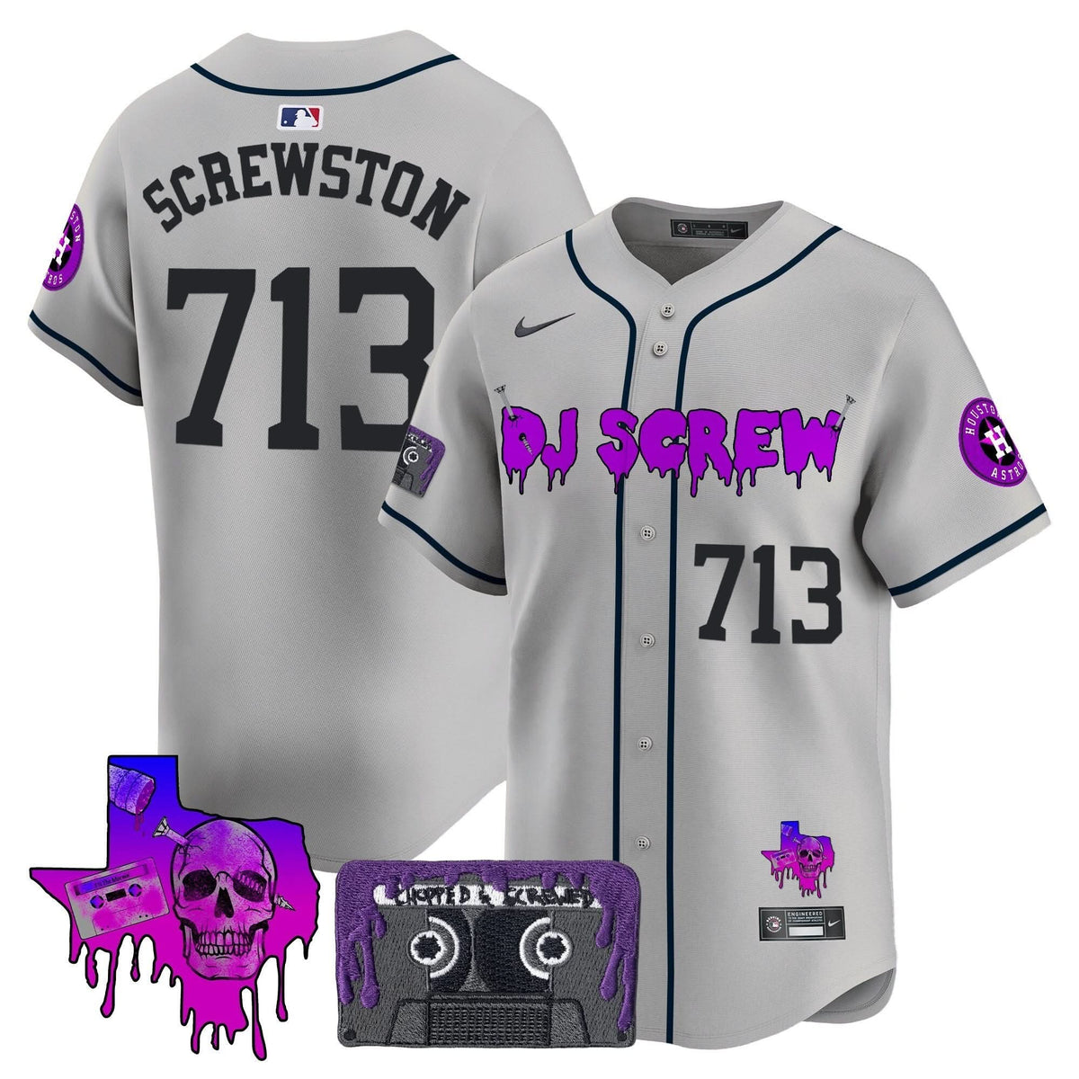 Houston Astros DJ Screw Patch Vapor Premier Limited Jersey V2 - Stitched-Cuztomshoes