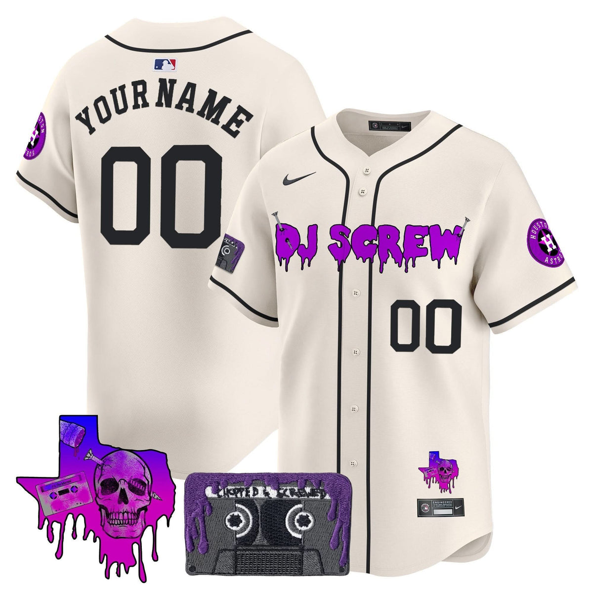 Houston Astros DJ Screw Patch Vapor Premier Limited Custom Jersey V2 - Stitched-Cuztomshoes