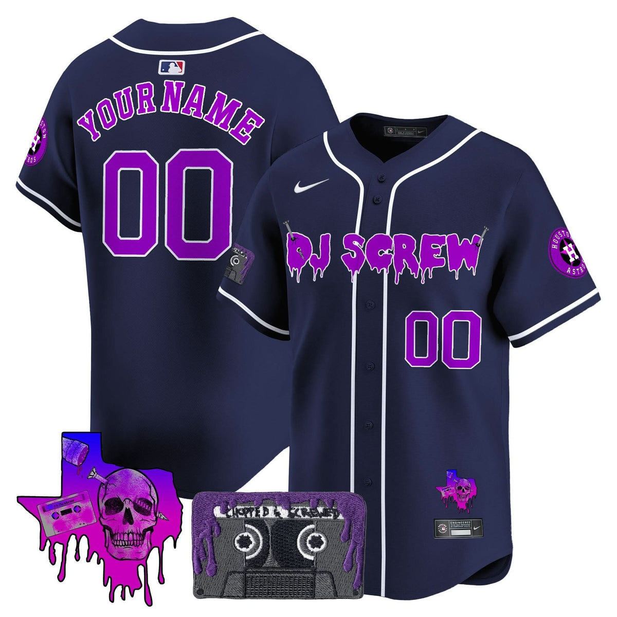 Houston Astros DJ Screw Patch Vapor Premier Limited Custom Jersey V2 - Stitched-Cuztomshoes