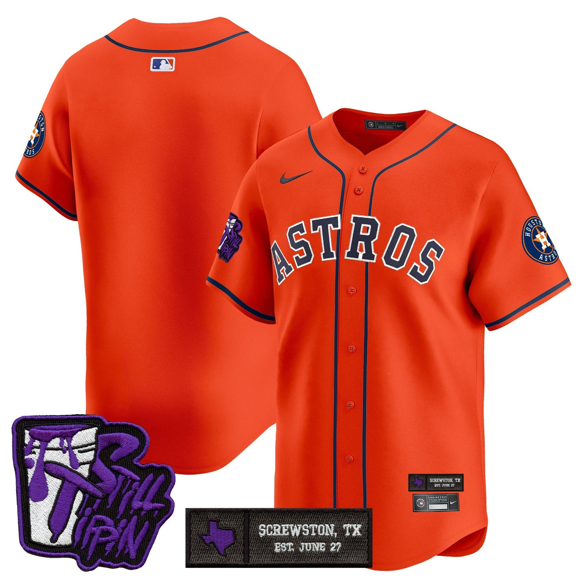 Houston Astros DJ Screw Still Tippin Purple Patch Vapor Premier Limited Jersey - Stitched-Cuztomshoes