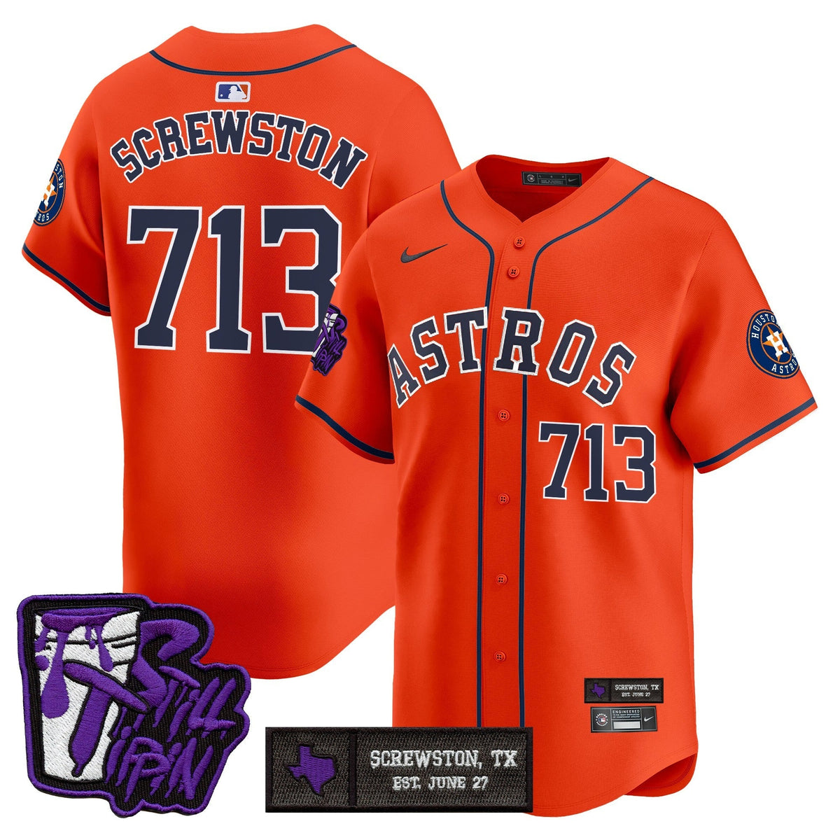 Houston Astros DJ Screw Still Tippin Purple Patch Vapor Premier Limited Jersey - Stitched-Cuztomshoes