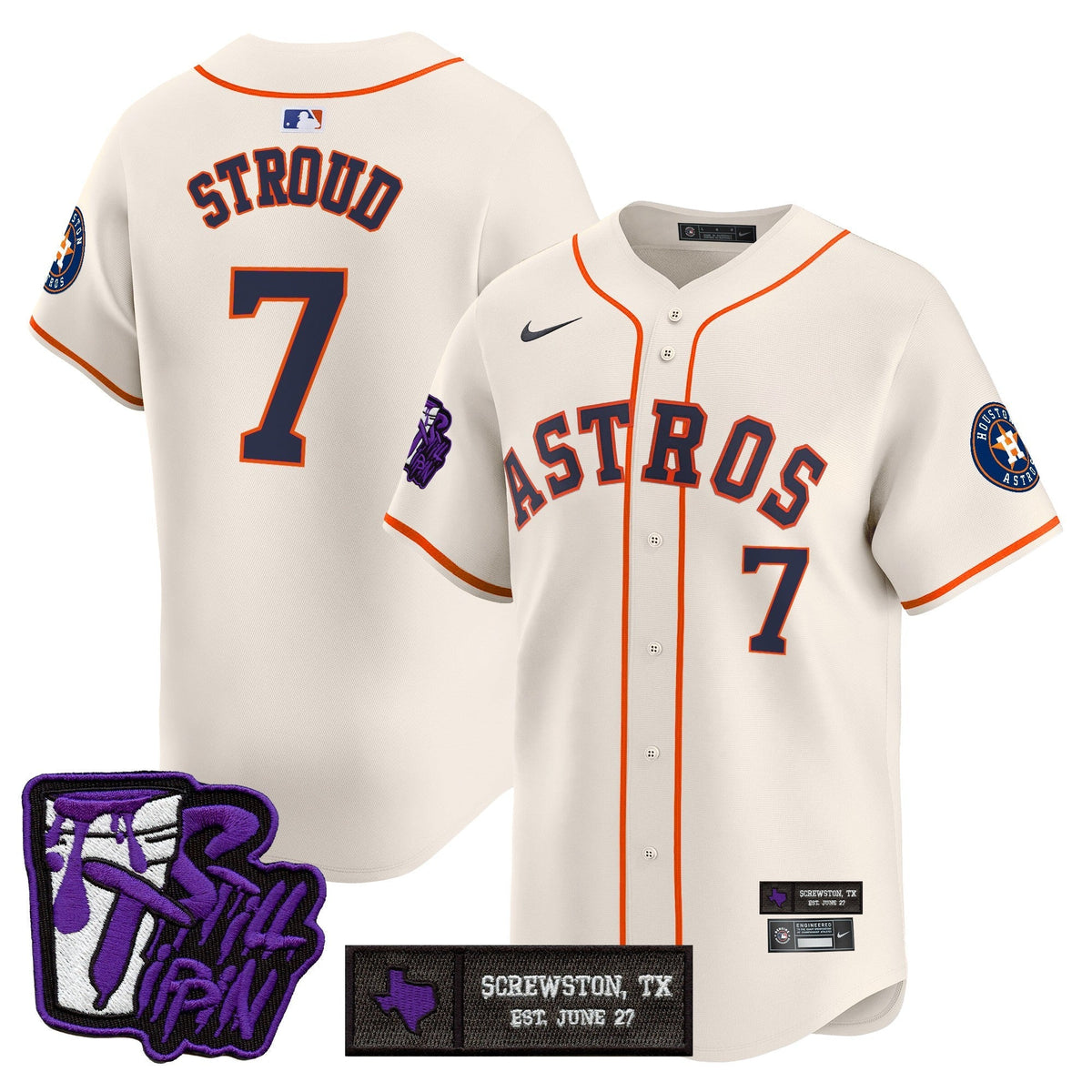 Houston Astros DJ Screw Still Tippin Purple Patch Vapor Premier Limited Jersey - Stitched-Cuztomshoes