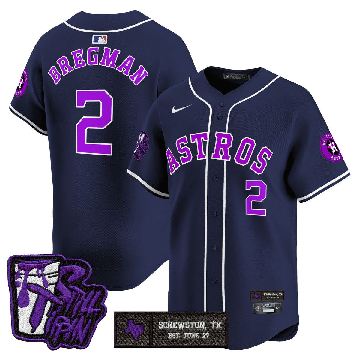 Houston Astros DJ Screw Still Tippin Purple Patch Vapor Premier Limited Jersey - Stitched-Cuztomshoes