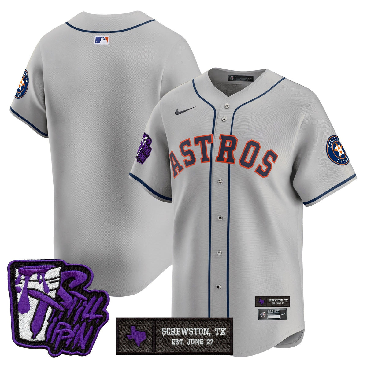Houston Astros DJ Screw Still Tippin Purple Patch Vapor Premier Limited Jersey - Stitched-Cuztomshoes