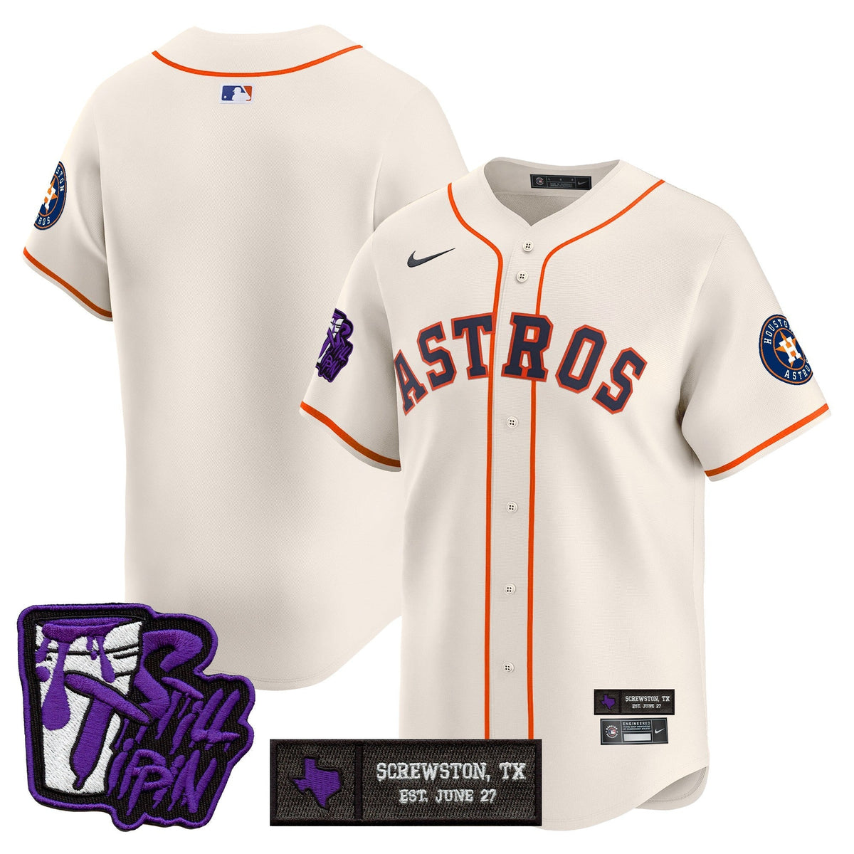 Houston Astros DJ Screw Still Tippin Purple Patch Vapor Premier Limited Jersey - Stitched-Cuztomshoes
