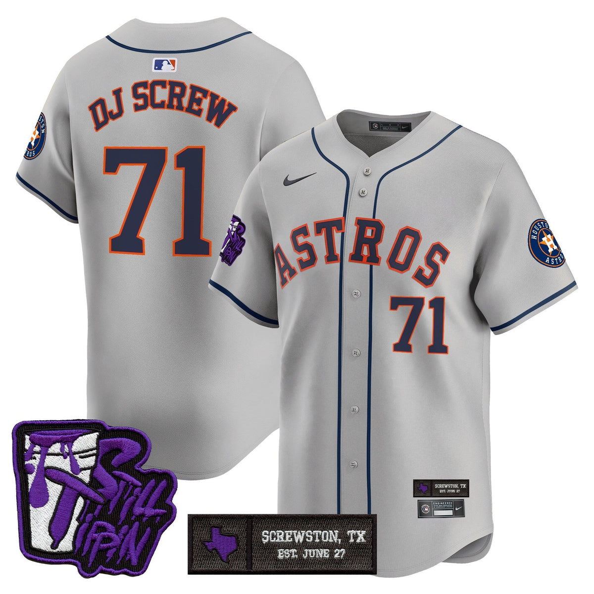 Houston Astros DJ Screw Still Tippin Purple Patch Vapor Premier Limited Jersey - Stitched-Cuztomshoes